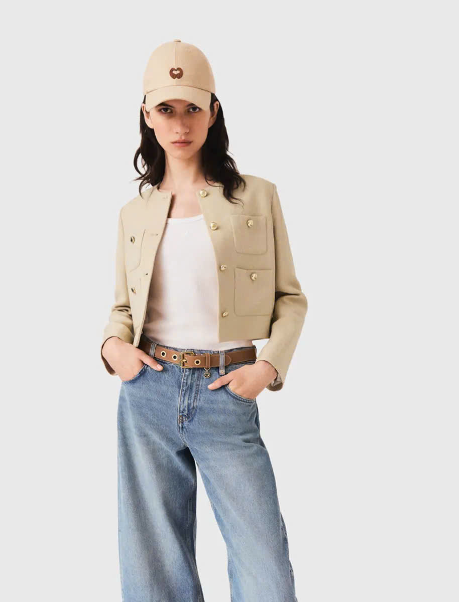 Áo khoác ngắn pha linen