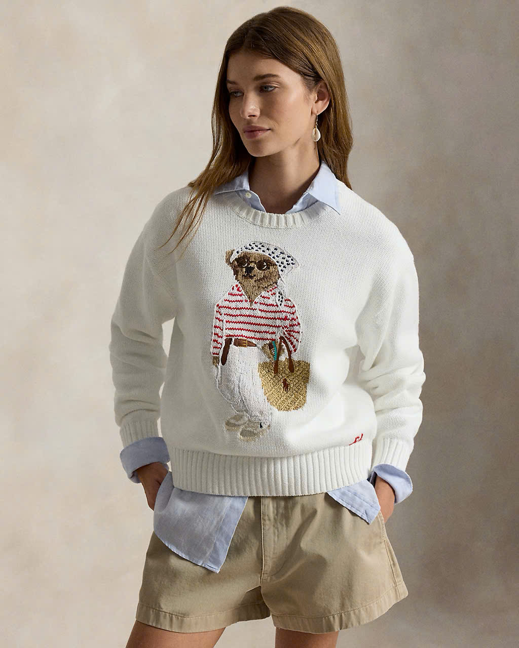 Áo len cổ tròn Polo Bear