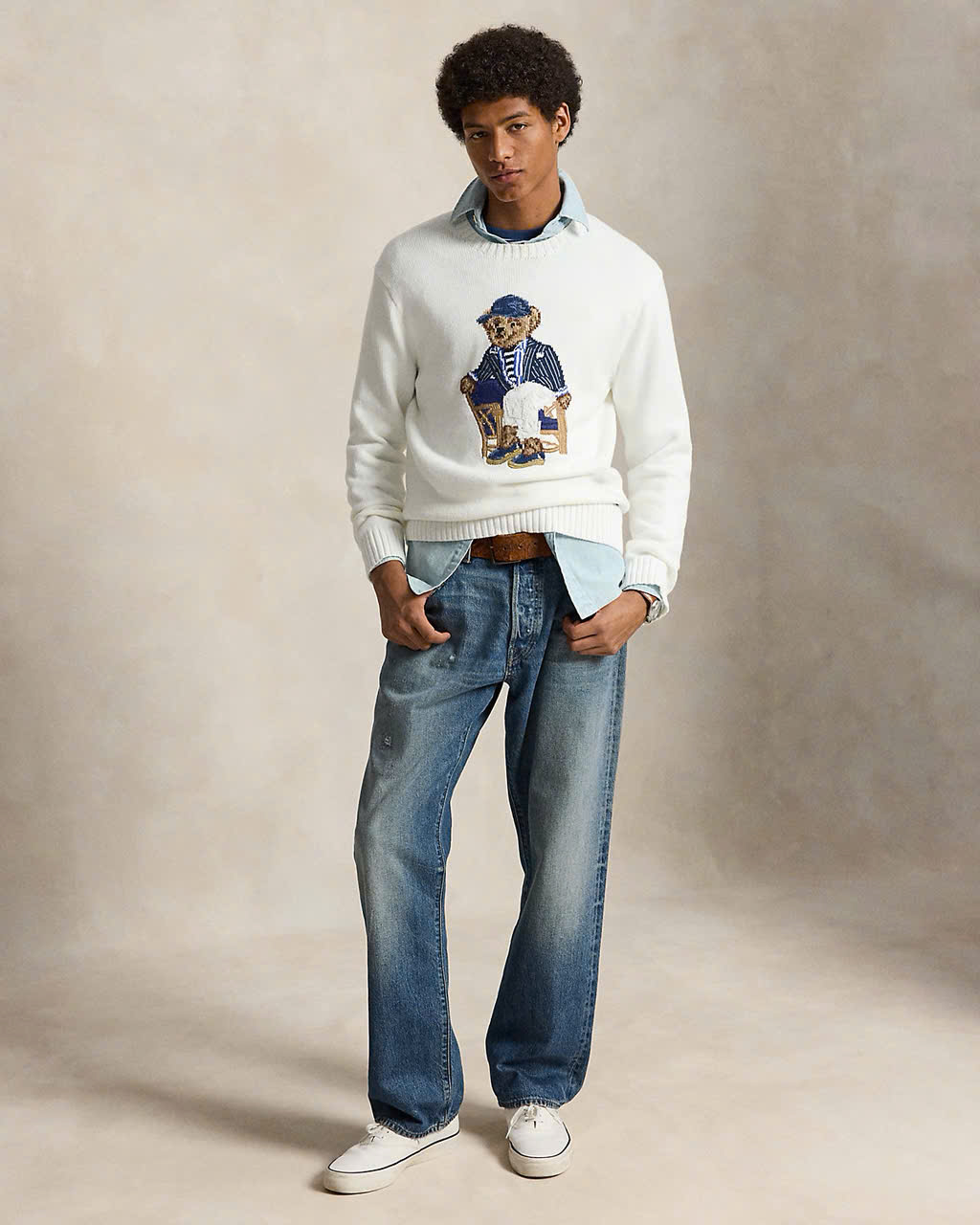 Áo len cotton Polo Bear