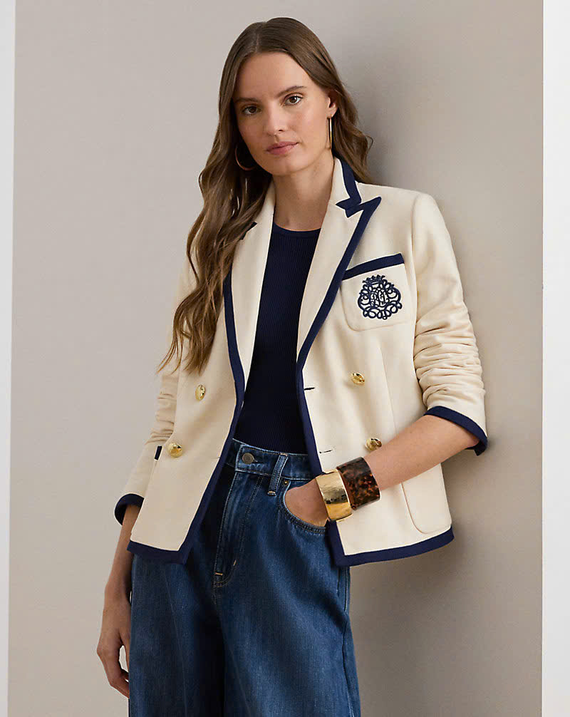Áo blazer hai hàng cúc phối hai tông màu polo