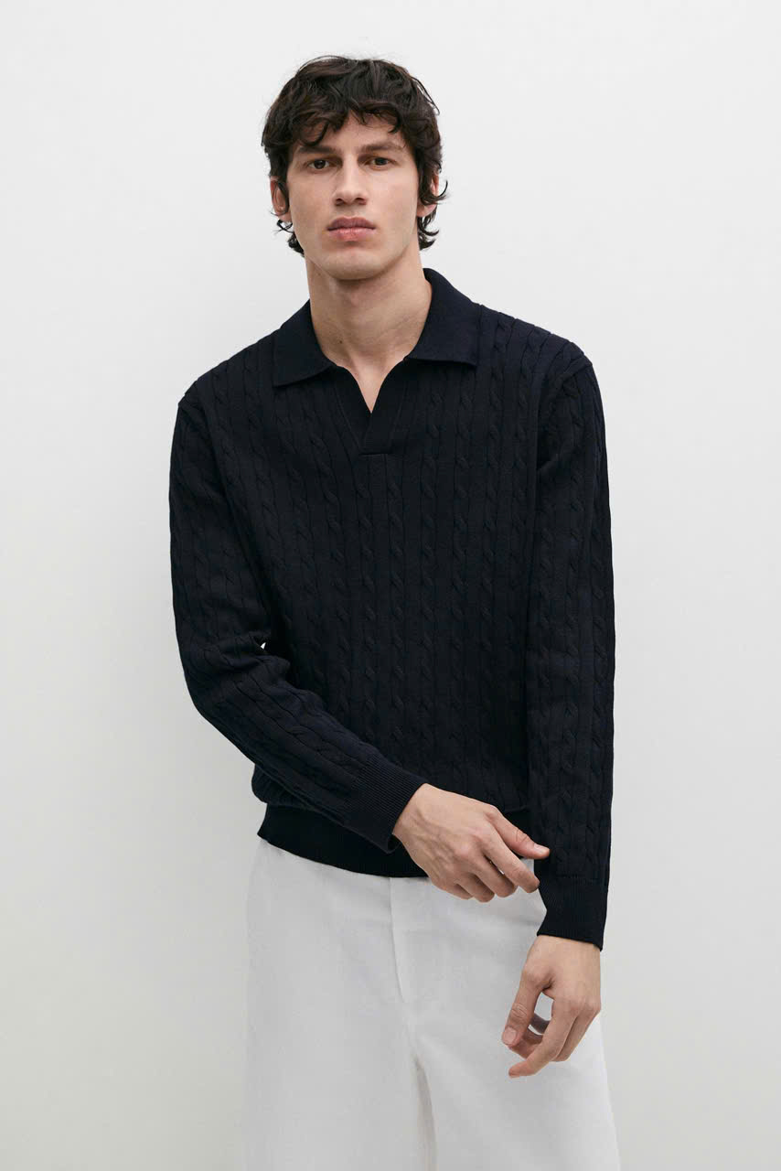 ÁO POLO DỆT KIM KIỂU CÁP 100% COTTON