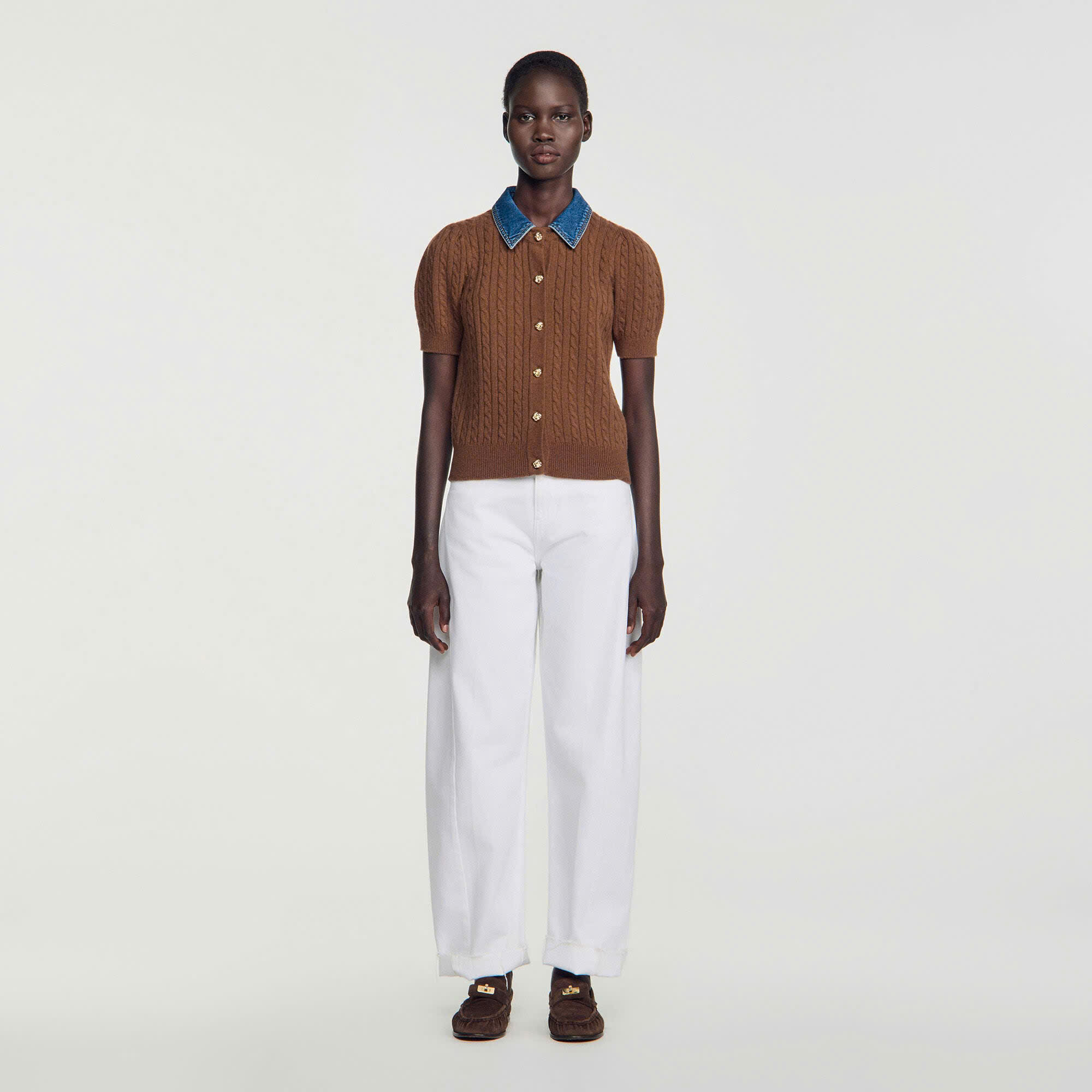 ÁO LEN CÓ CỔ DENIM