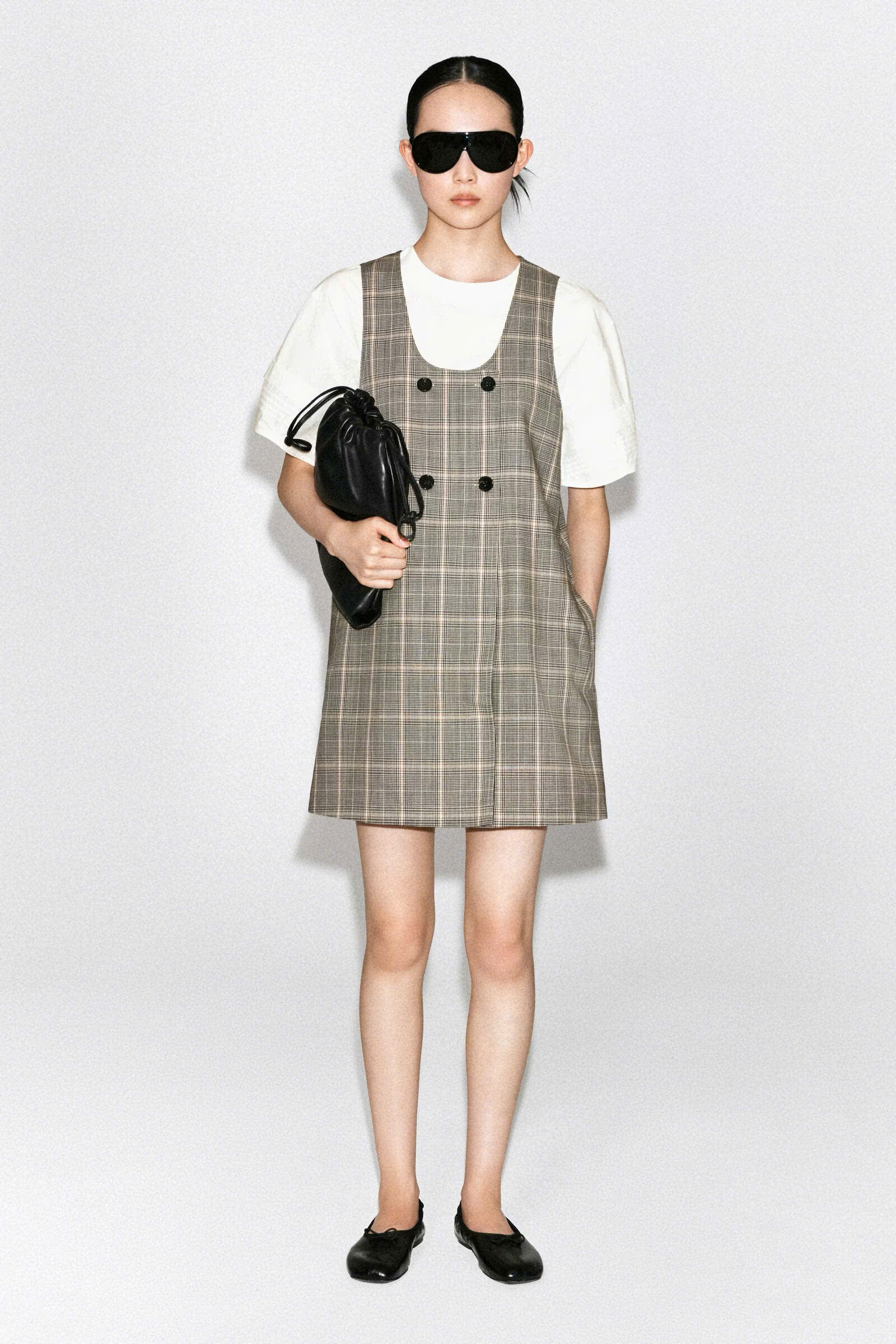 VÁY PINAFORE MINI LEN CA RÔ
