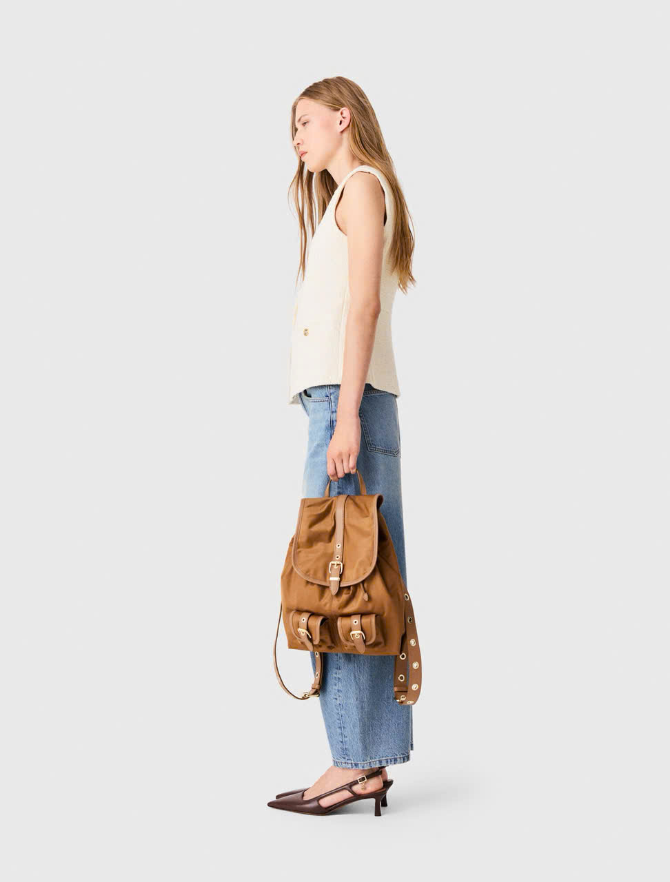 Áo khoác MAJE dài bằng vải tweed