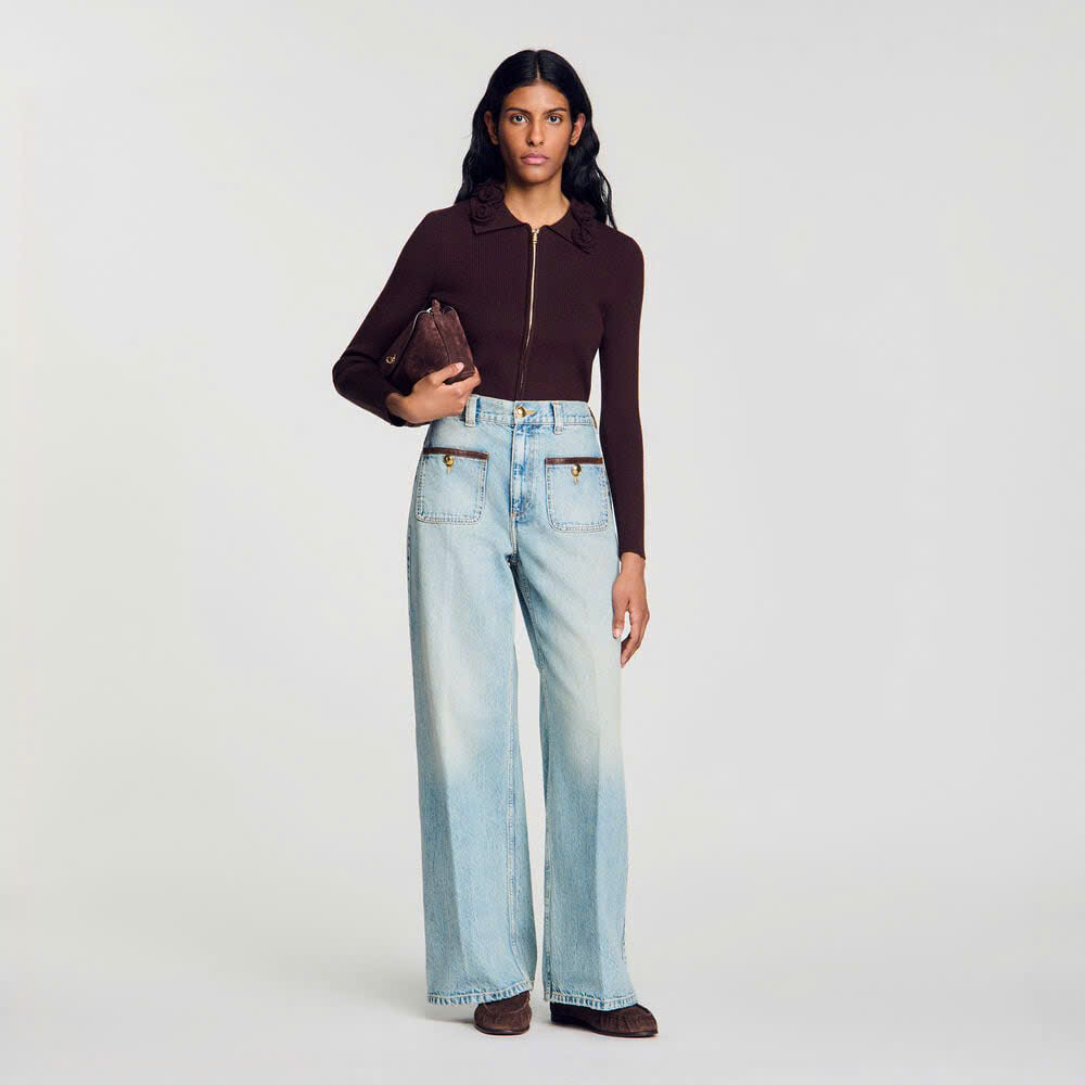 ÁO CARDIGAN SANDRO CỔ HOA