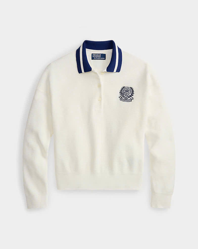Áo len POLO RL cổ polo bằng cotton Wimbledon