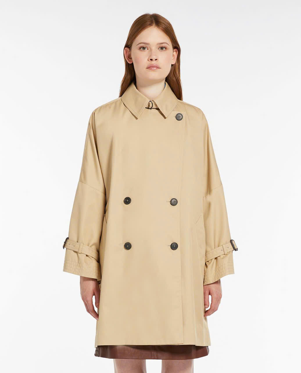Trenchcoat Weekend MaxMara dáng suông 2 mặt