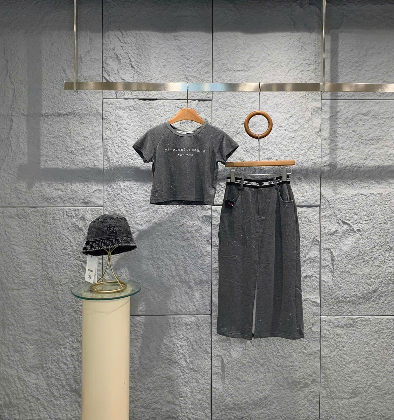 Set thun Alexander Wang bling(màu xám óng ánh)