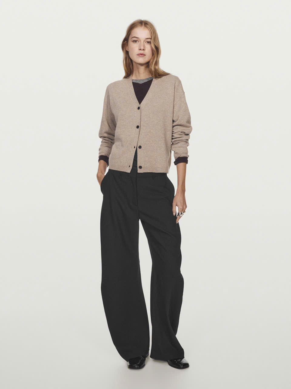 ÁO CARDIGAN DỆT KIM CỔ CHỮ V PHA LEN