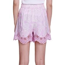 Quần short Maje tím ren chỉ