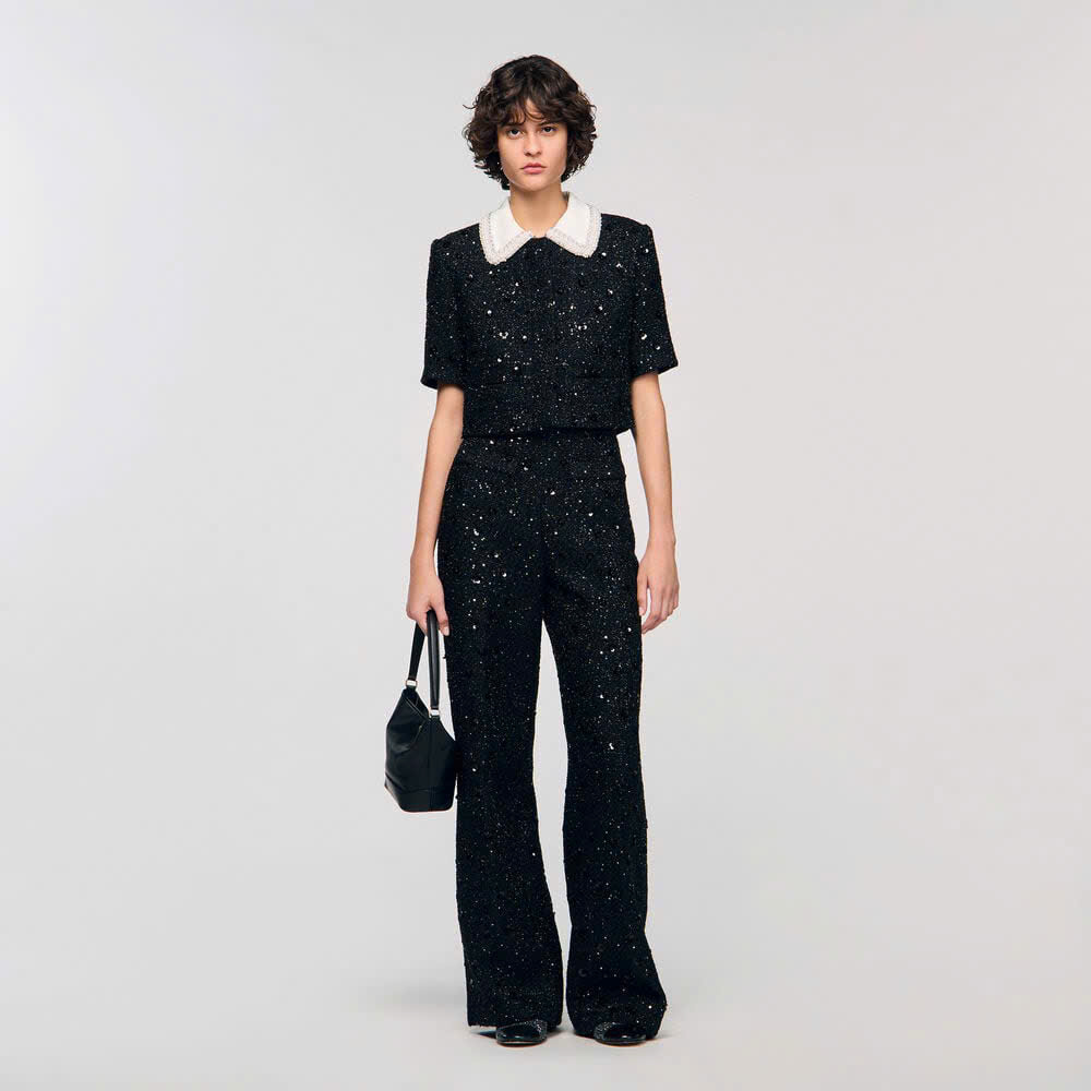 ÁO KHOÁC NGẮN VẢI TWEED ĐÍNH ĐÁ