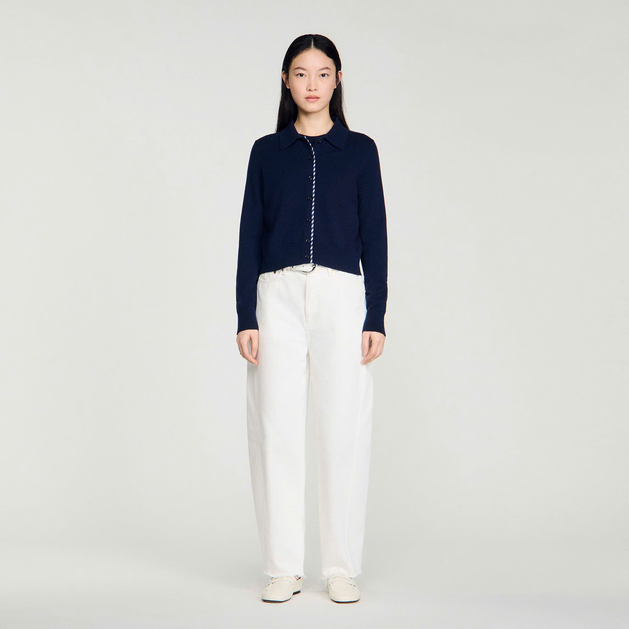 ÁO KHOÁC CARDIGAN LEN VÀ CASHMERE KẺ SỌC