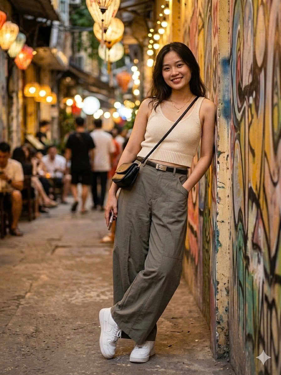 Quần suông T-Flatform khaki linen ống cong 4 màu kèm belt (W216190)