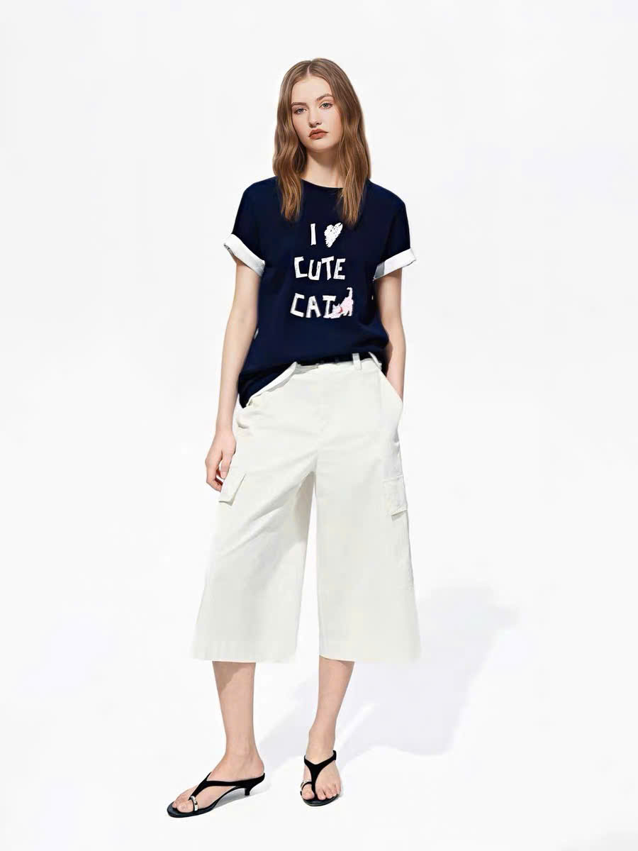 T-shirt Mo&Co hoạ tiết I cute Cat 2 màu