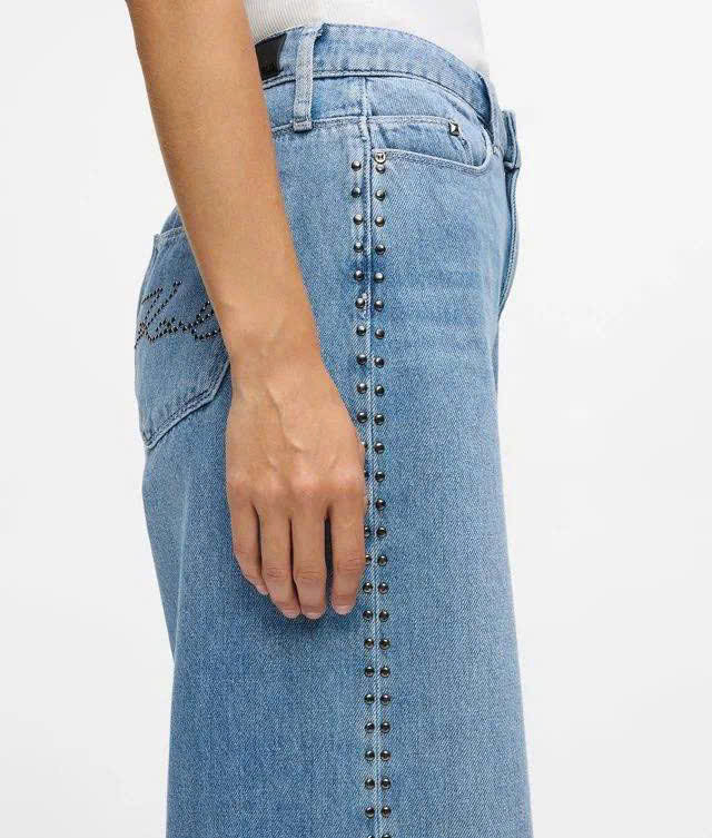 Quần denim KARL LAGERFELD suông  đinh tán dọc