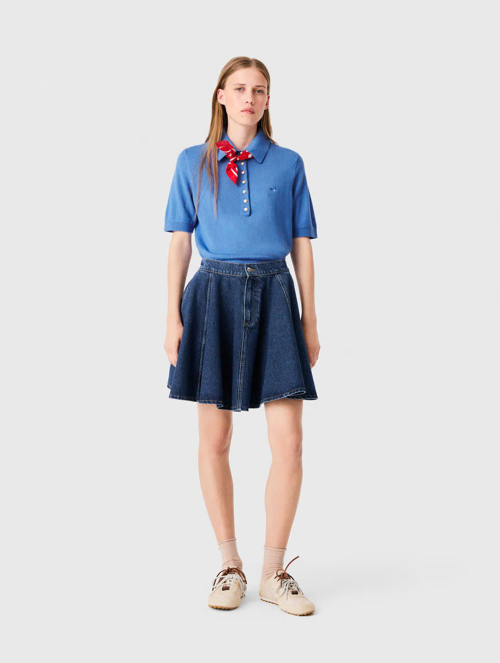 VÁY DENIM MAJE NGẮN XOÈ