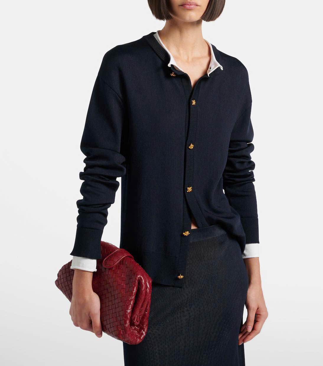 CDG 100% wool viền trắng khuy vàng