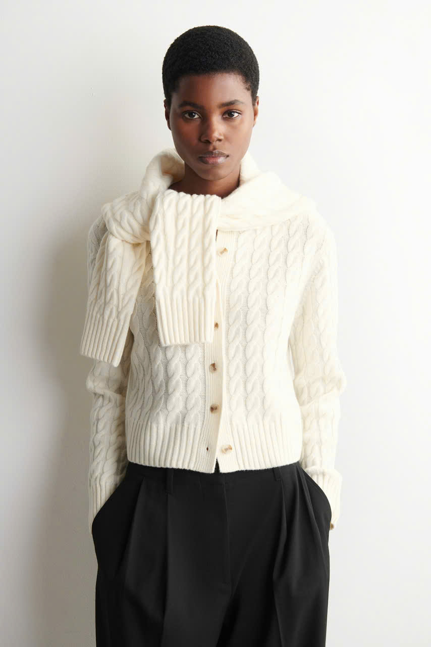ÁO KHOÁC CARDIGAN COS LEN MERINO DỆT KIM KIỂU DÂY CÁP