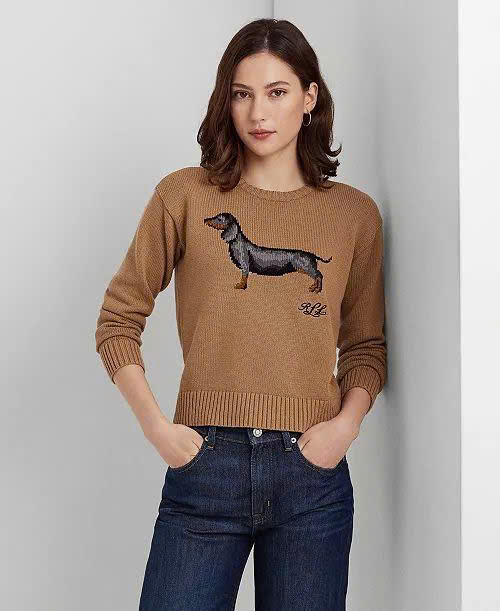 Áo len dệt POLO RL kim kiểu Intarsia, chất liệu cotton pha