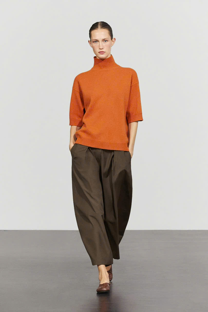Áo len dệt kim MASSIMO DUTTI tay ngắn dáng rộng