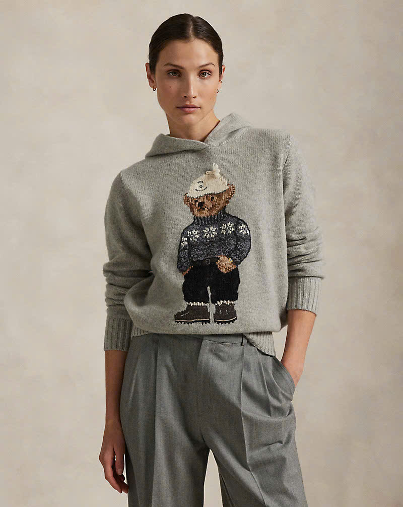 Áo len dệt kim Polo Bear cashmere