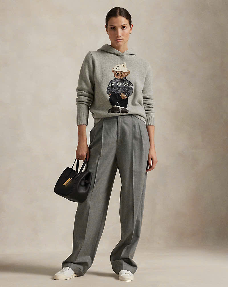 Áo len dệt kim Polo Bear cashmere