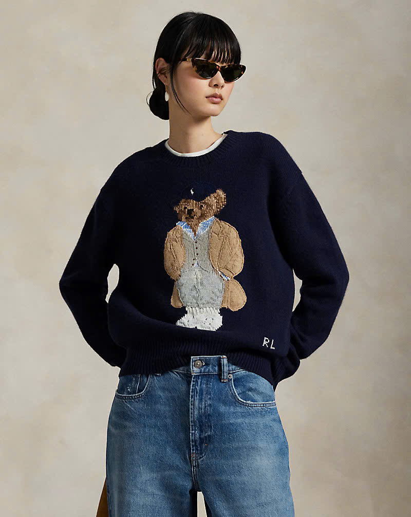 Áo len Polo Bear pha len/cashmere