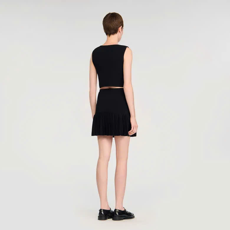Set Sandro  áo croptop 2 hàng khuy + Chân váy mini
