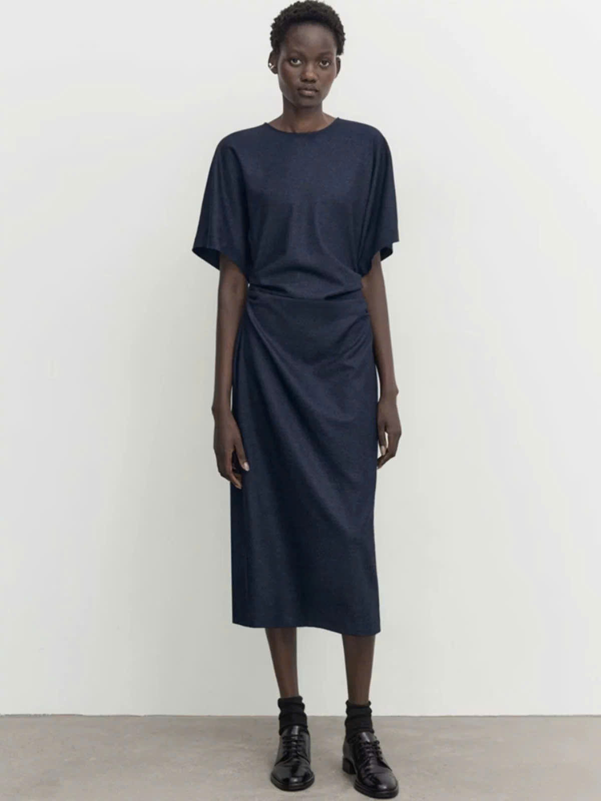 Váy sơ mi Massimo Dutti nhún eo ngắn tay