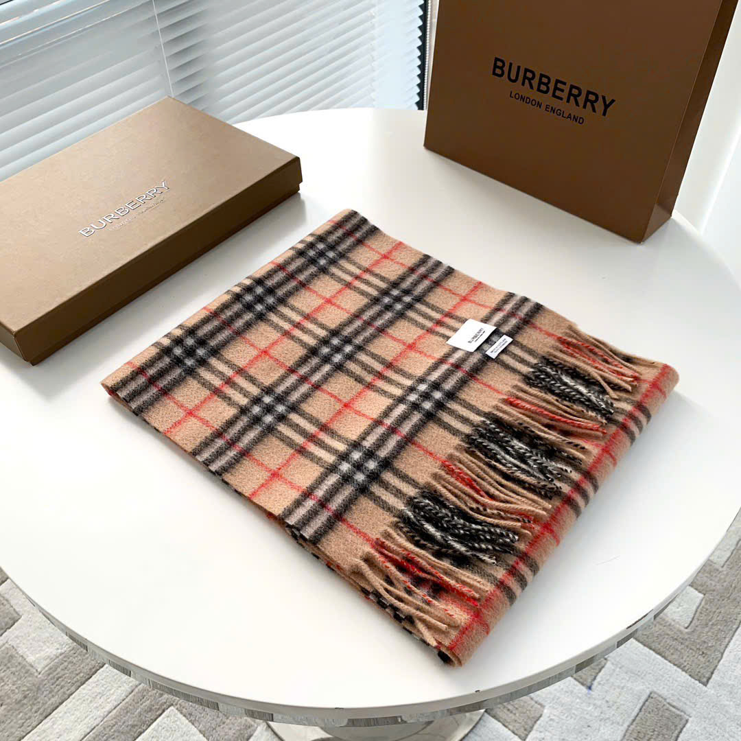 Khăn dạ Burberry kẻ nhỏ VIP 100% cashmere Sz170x32