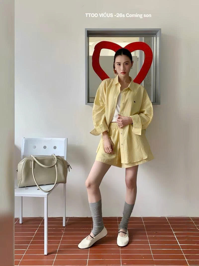 Set khaki linen Áo sơ mi + Short Viviene