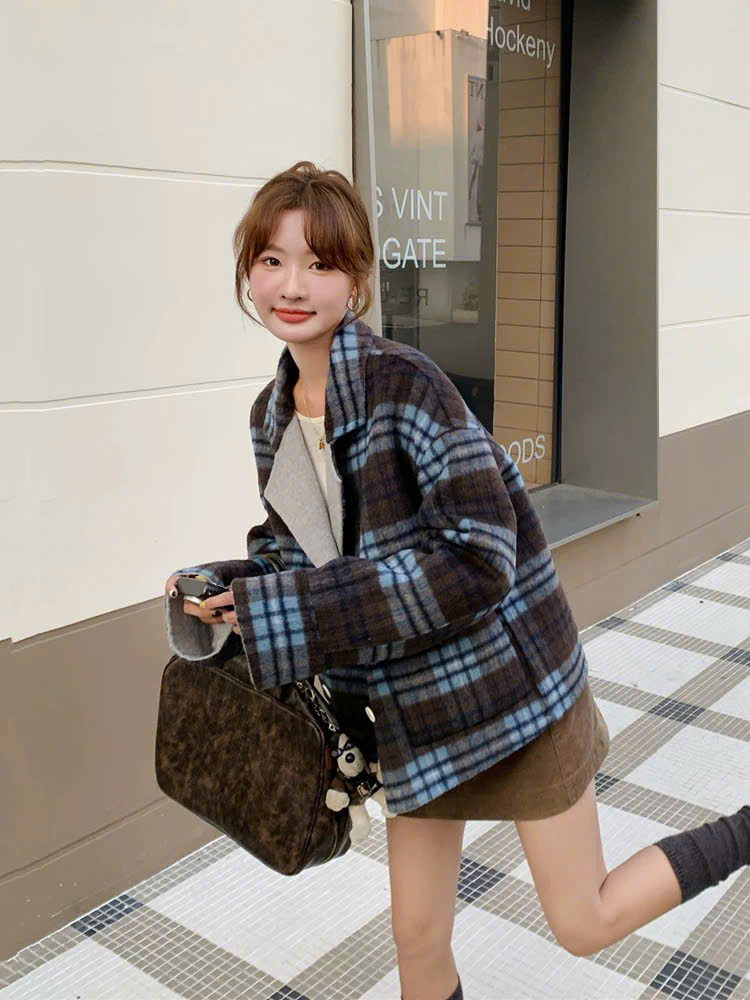 Coat dạ ép ICICLE kẻ