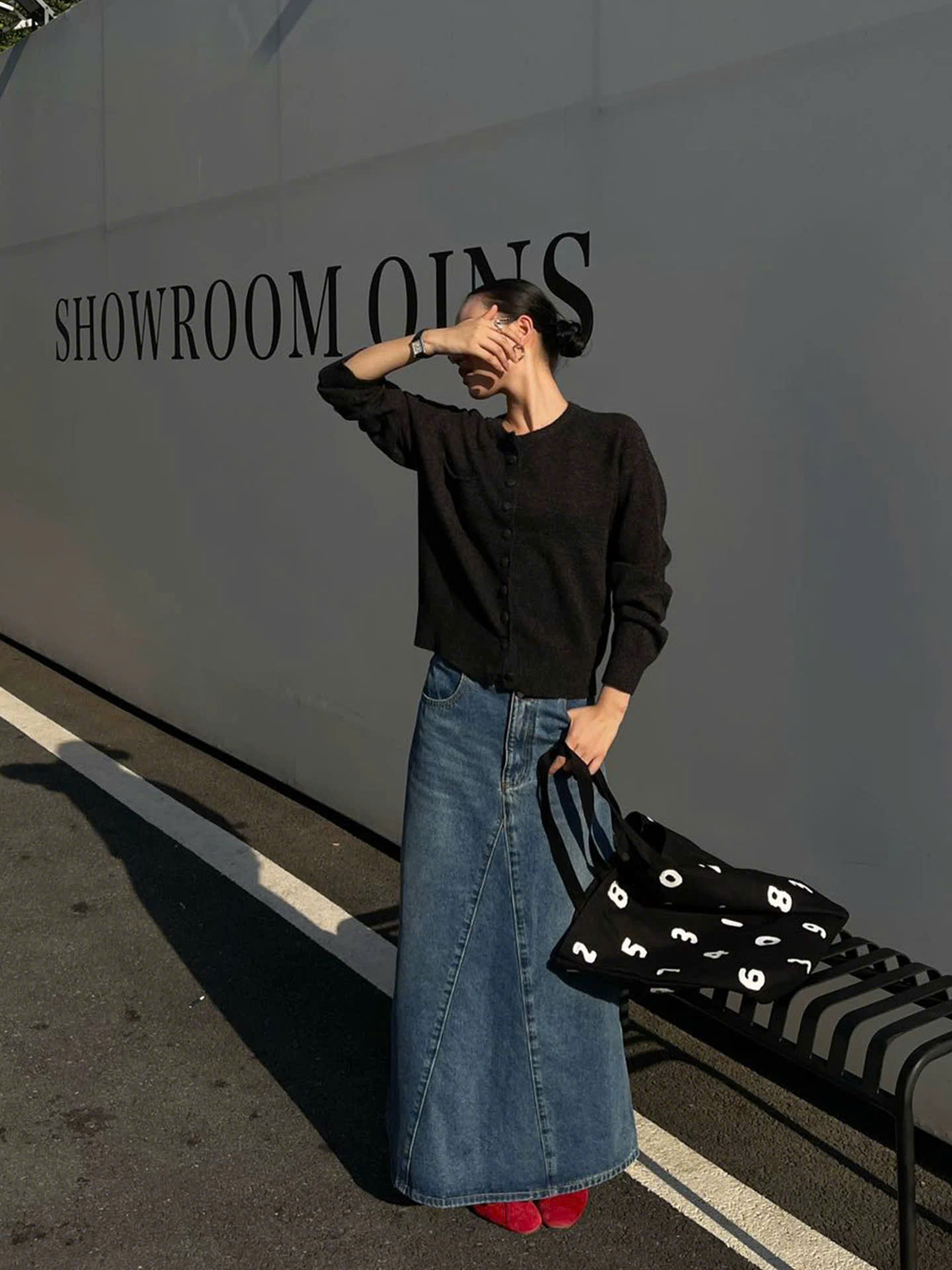 Chân váy denim midi LEVIS PREMIUM xanh nhạt