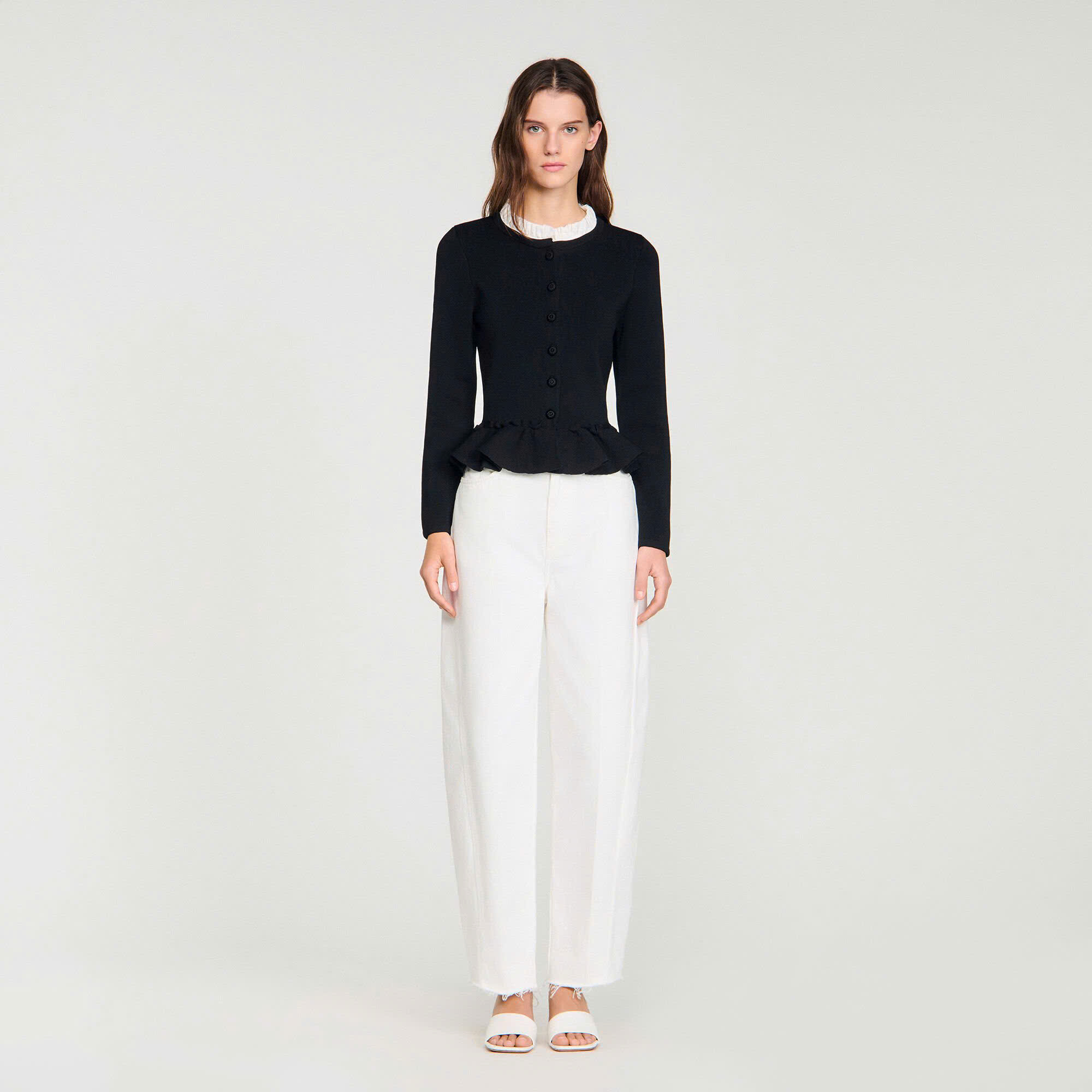 Áo khoác cardigan peplum cổ rời