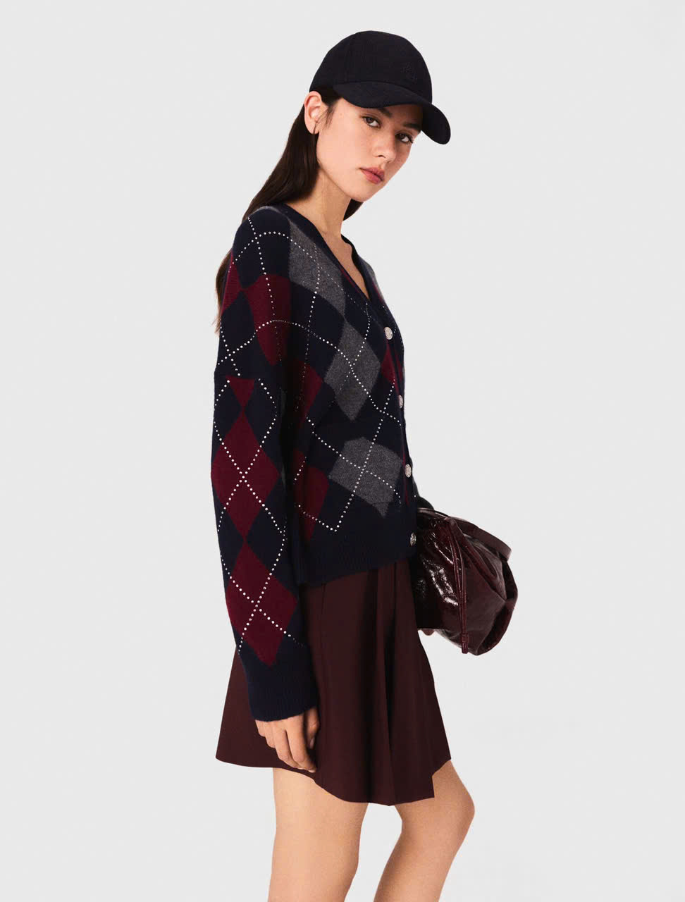 Áo khoác cardigan họa tiết argyle