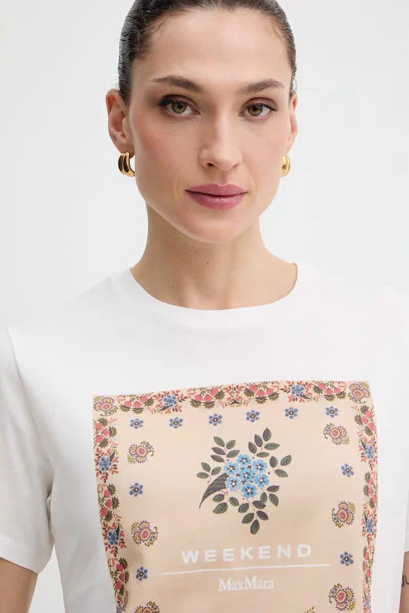 Tshirt MaxMara họa tiết vuông hoa lá
