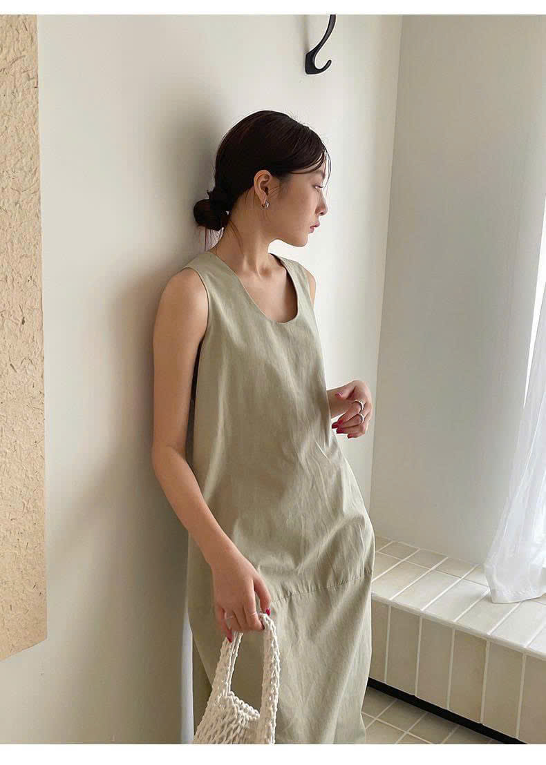 Váy suông 2 dây bản to The Mind xoắn lưng Freesize 3 màu