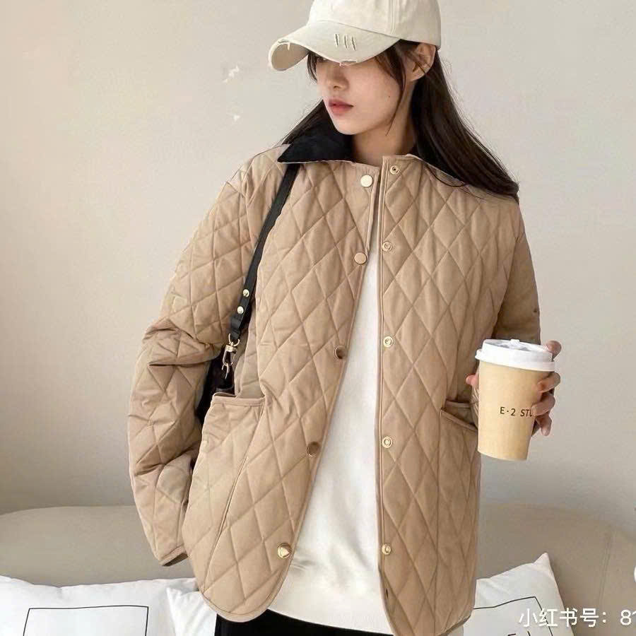 Áo khoác trần bông BBR cổ nhung đen 2 màu