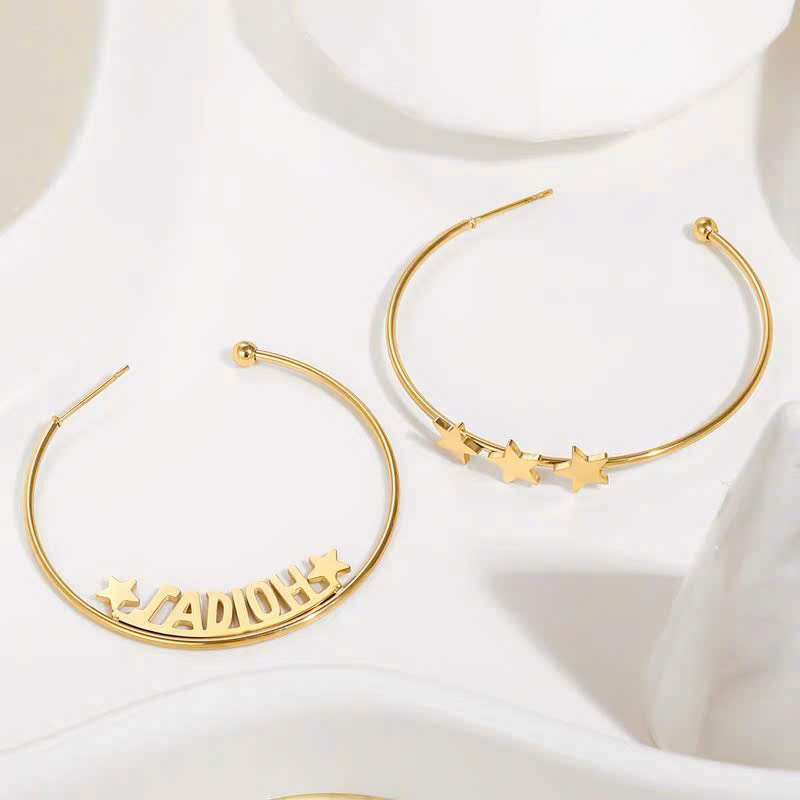 Khuyên tai DIOR vòng  tròn màu đồng kèm logo
