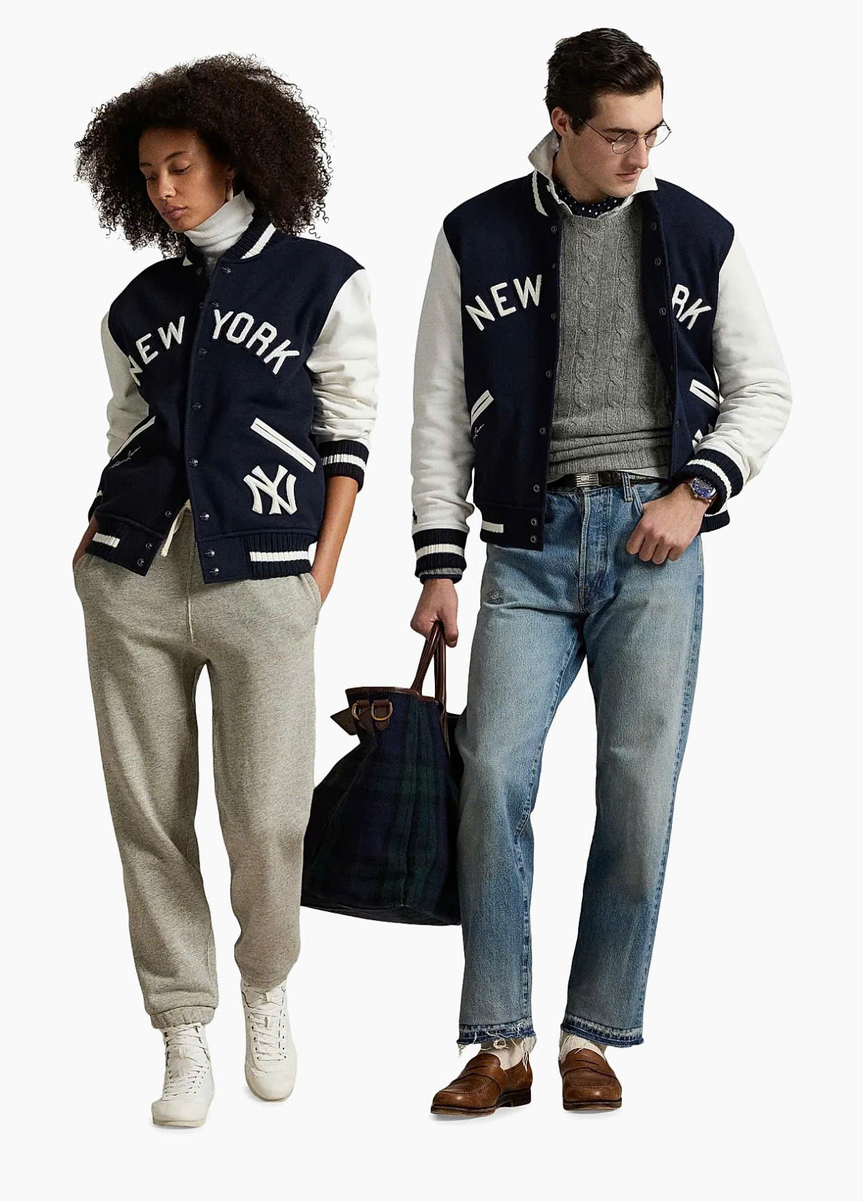 Jacket POLO collab MLB New York navy phối cổ len