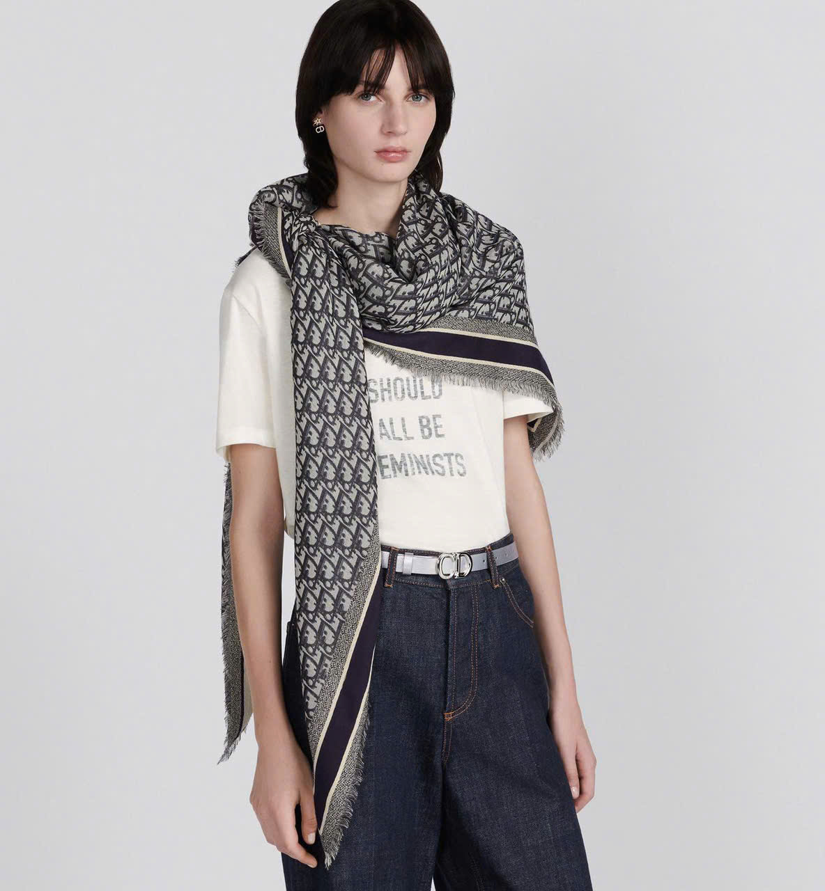 Khăn DIOR hoạ tiết monogram 42% wool 42% silk 16 cotton