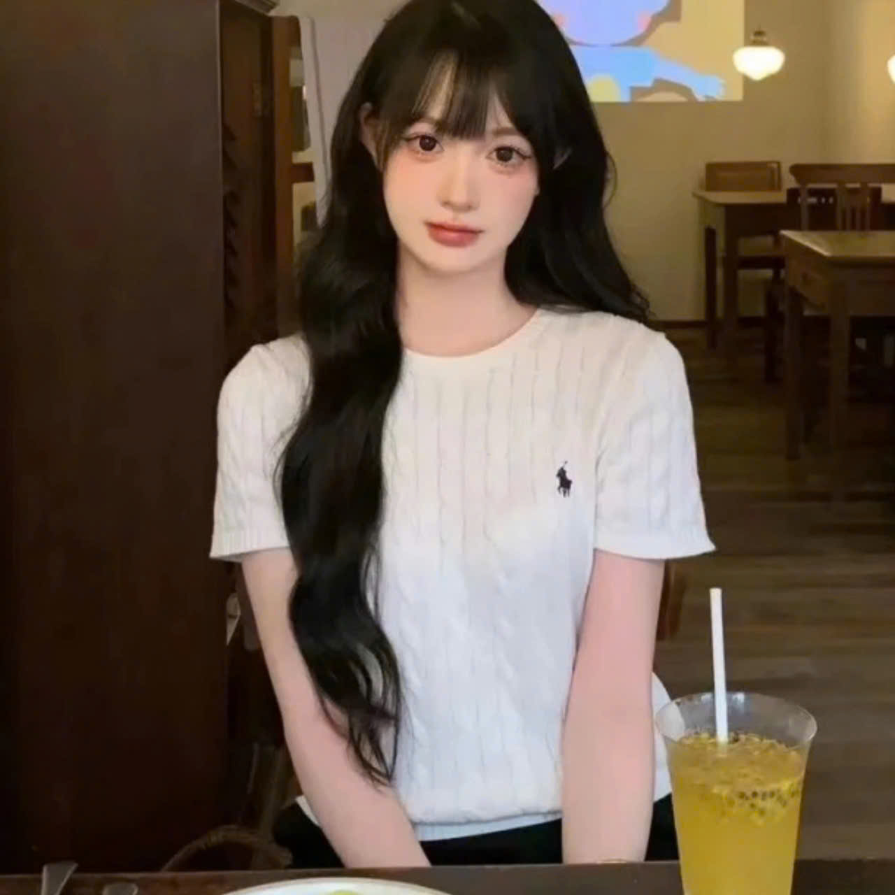 Áo len Polo  RL cổ tròn ngắn tay vặn thừng nhỏ
