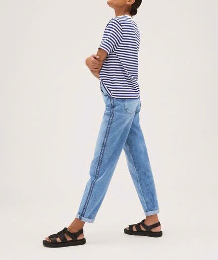 Quần jean dáng baggy Rauph Lauren xanh viền sọc đen