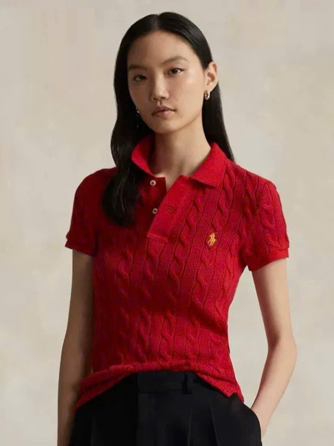 Polo Raulph Lauren cổ đức len thừng ngắn tay tuồn auth