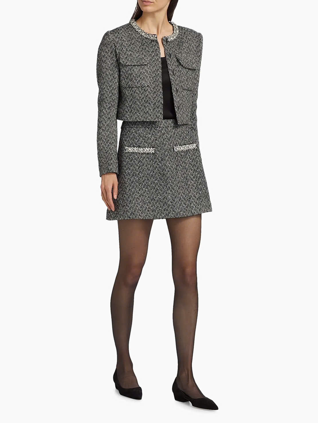Blazer đính họa tiết xương cá