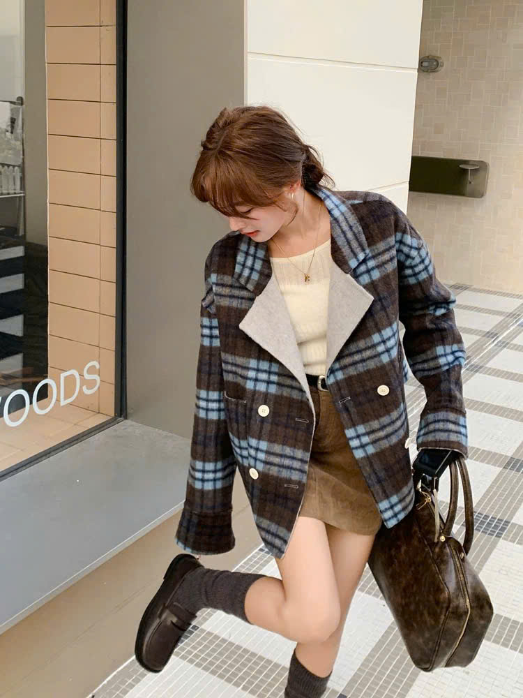 Coat dạ ép ICICLE kẻ