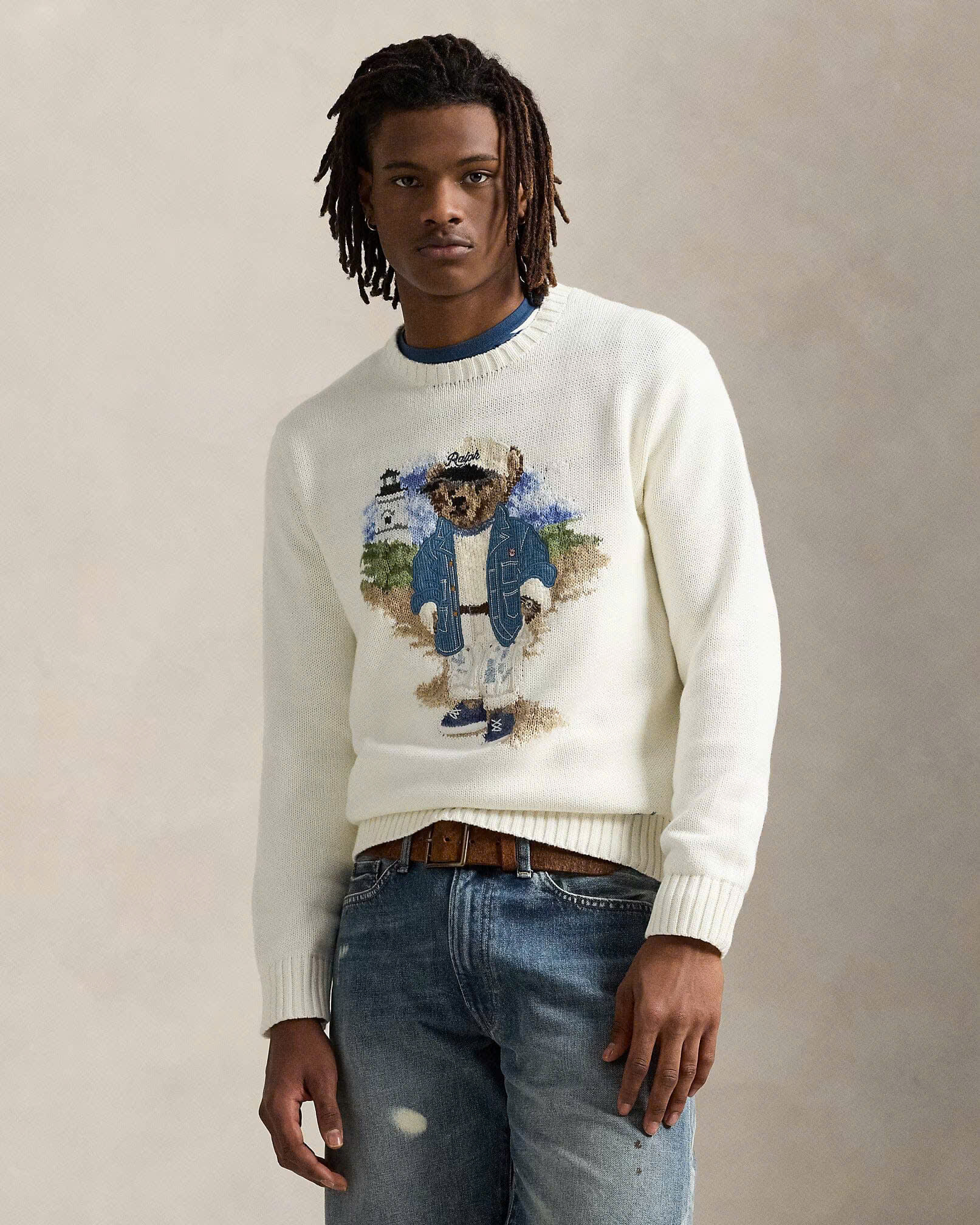 Áo len cotton dệt họa tiết Polo Bear