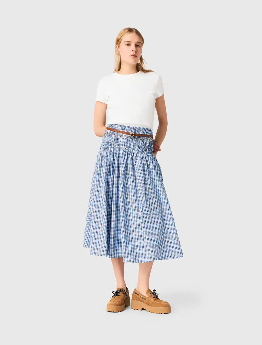 Chân váy maxi cotton đính đá