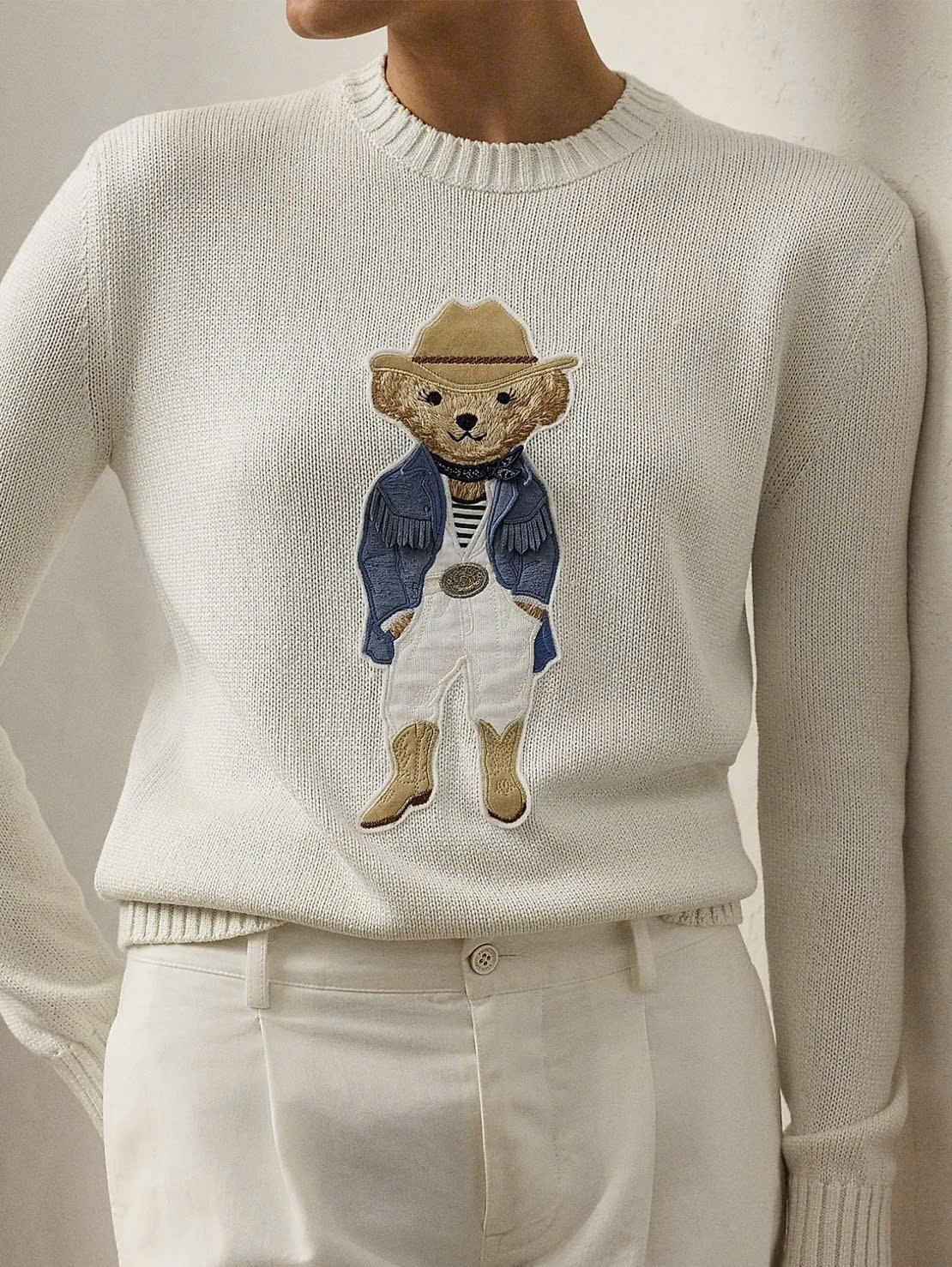 Áo Polo RL gấu mũ nâu 2 màu 100% cashmere