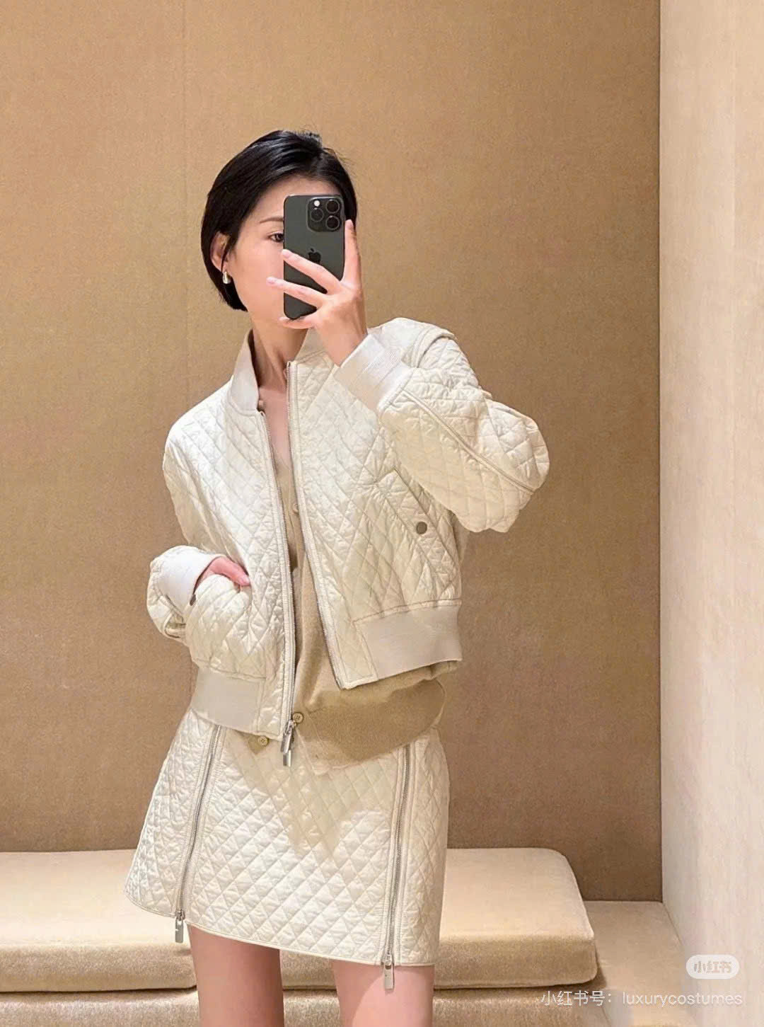 Set BBR  trần bông Áo khoác + Chân váy A 2 màu